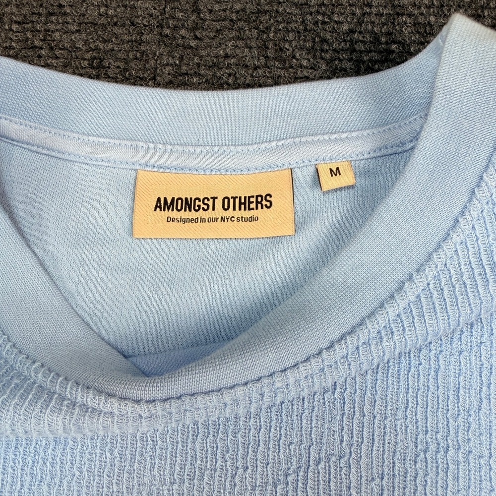 Amongst Others Mens Sz M Light Blue Textured Boxy Fit Drop Shoulder T-Shirt NEW